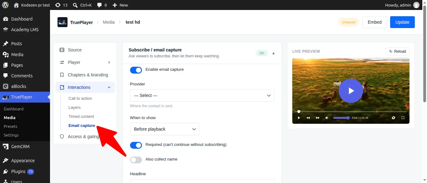 Email capture